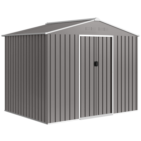 Gradina & balcon -  Casuta de gradina 2,3x1,7 m din otel cu orificii de aerisire si usi duble glisante, efect lemn