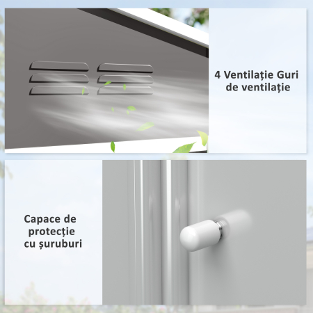  Casuta de gradina 2,3x1,7 m din otel cu orificii de aerisire si usi duble glisante, efect lemn [5]