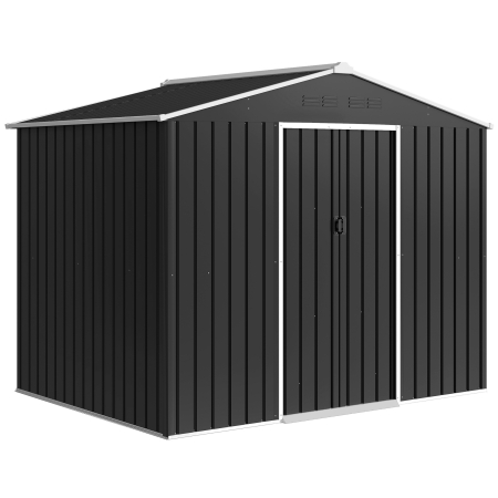 Prelate, pavilioane, umbrele terasa -  Casuta de Gradina 3.6m² din Otel Galvanizat cu Guri de Aerisire, Depozit de Gradina cu Usi Glisante Blocabile, Acoperis inclinat, Casuta pentru Unelte, Gri inchis