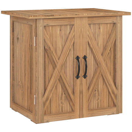 Prelate, pavilioane, umbrele terasa -  Casuta de Gradina din Lemn cu 2 Usi si Manere in Stil Rustic, 77x55x72 cm, Maro