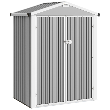 Prelate, pavilioane, umbrele terasa -  Casuta de Gradina din Otel 1,1m² cu Usi Duble Blocabile, 133x87x178 cm, Gri Argintiu