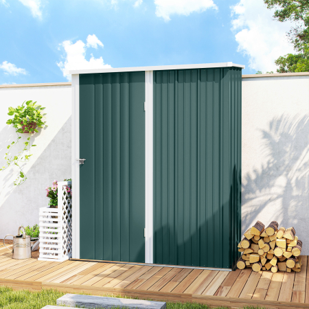  Casuta de Gradina din Otel pentru Depozitare cu Sistem de Blocare, 161,5x94,5x196cm, Verde [7]