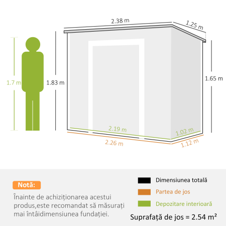  Casuta de Gradina din Rasina cu Podea, 2 Usi Blocabile, Fereastra, 2,4 x 1,3 m, Gri [2]