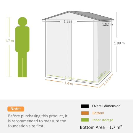  Casuta de Gradina pentru Unelte din Otel cu Acoperis inclinat si 4 Ferestre de Ventilatie, 152x132x188 cm, Gri [2]