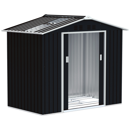 Prelate, pavilioane, umbrele terasa - Casuta din Metal 2,77 m²  213 x 130 x 185 cm cu Fundatie, Usi Glisante Gri inchis