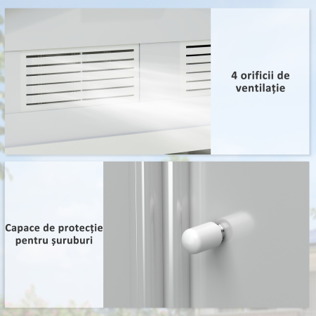  Casuta Gradina Otel Alb 213×130×185 cm - Cu Usi Glisante [7]