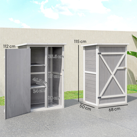  Casuta Lemn 75×56×115 cm - Depozitare Unelte cu Acoperis Impermeabil [2]