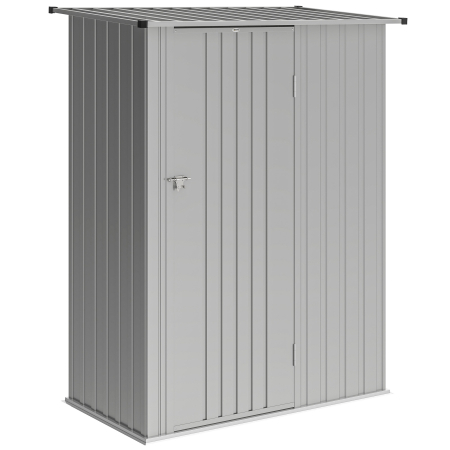 Prelate, pavilioane, umbrele terasa -  Casuta pentru Gradina 1,07m² din Otel Galvanizat, Casuta pentru Unelte cu Usa Blocabila, Acoperis inclinat, 142x86x189 cm, Argintiu