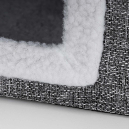 Casuta pisici platforma jucarie suspendata lemn husa textila, 42x41x34 cm, zona zgariat, gri [19]
