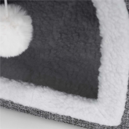 Casuta pisici platforma jucarie suspendata lemn husa textila, 42x41x34 cm, zona zgariat, gri [8]