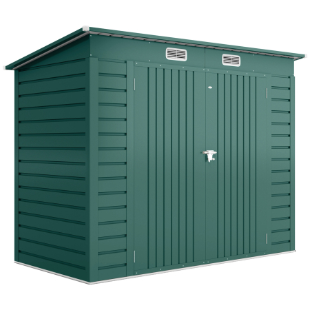 Gradina & balcon -  Casuta pentru Unelte cu 2 Guri de Aerisire si Sistem de Blocare, din Otel, 249x121x183 cm, Verde