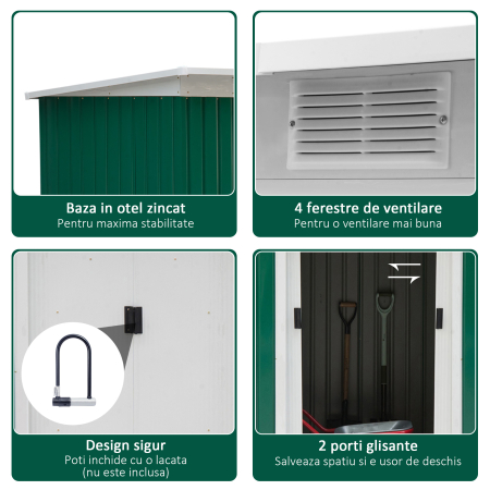  casuta pentru unelte gradina, 277x130x173cm, verde [6]