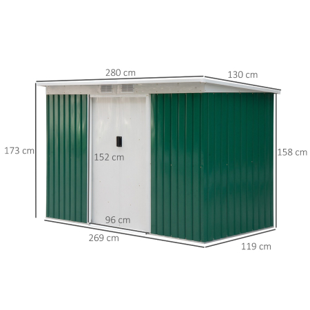  casuta pentru unelte gradina, 277x130x173cm, verde [3]