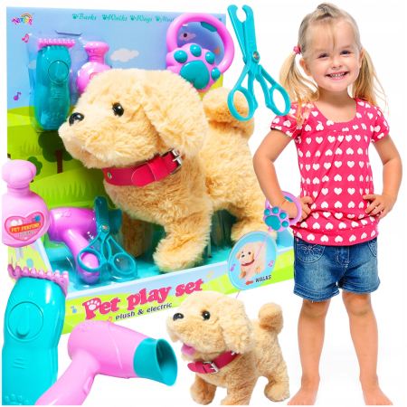 Catel interactiv copii sunete mers melodii lesa accesorii, 23x12x21 cm, joaca creativa, bej [3]