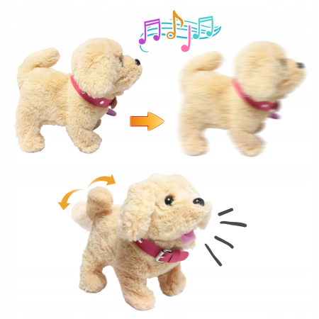 Catel interactiv copii sunete mers melodii lesa accesorii, 23x12x21 cm, joaca creativa, bej [2]