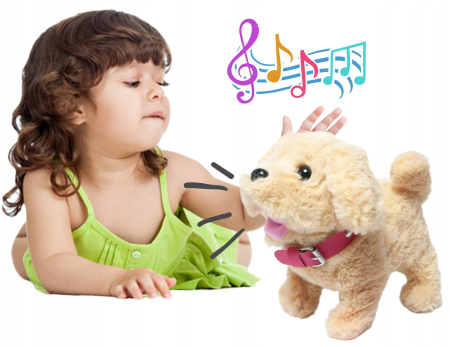 Catel interactiv copii sunete mers melodii lesa accesorii, 23x12x21 cm, joaca creativa, bej [5]