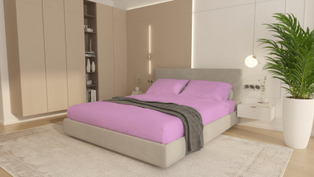 Cearceafuri de pat - Cearceaf Brius cu elastic Microfibra 160x200+2 Fete Perna 50x70, Fata Perna 50x70 cm, Lila