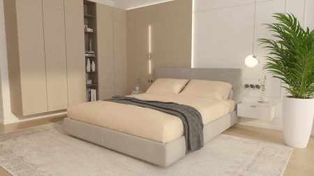 Cearceafuri de pat - Cearceaf Brius cu elastic Microfibra 160x200+2 Fete Perna 50x70, Fata Perna 50x70 cm, Crem