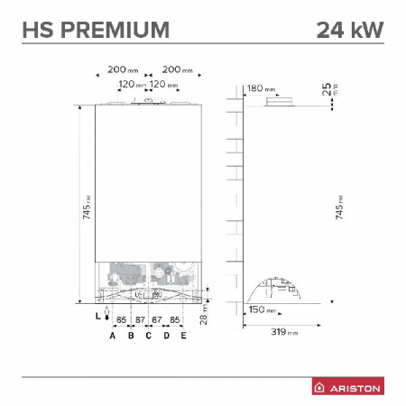 Centrala termica pe gaz in condensare Ariston HS PREMIUM EU2 24 Kw + kit de evacuare inclus [2]
