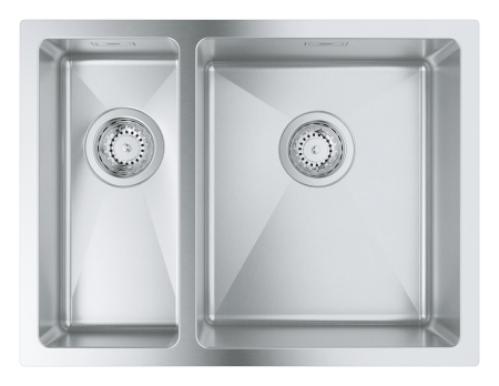 Bucatarie - Chiuveta bucatarie Grohe 31576SD1, K700, 585 x 440 mm, montare sub/pe blat, 2 cuve, set scurgere, antifonare, inox