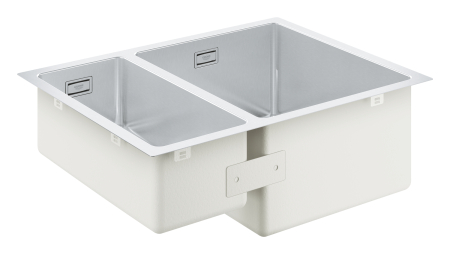 Chiuveta bucatarie Grohe 31576SD1, K700, 585 x 440 mm, montare sub/pe blat, 2 cuve, set scurgere, antifonare, inox [2]