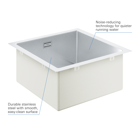Chiuveta bucatarie Grohe 31578SD1, K700, 464 x 464 mm, pe blat, 1 cuva, ventil, crom [5]