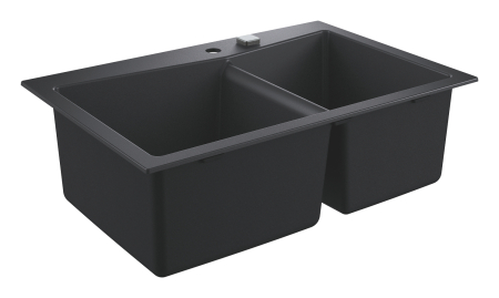 Chiuveta bucatarie Grohe 31657AP0, K700, quartz, 840 x 560 mm, pe blat, 2 cuve, evacuare, negru [1]