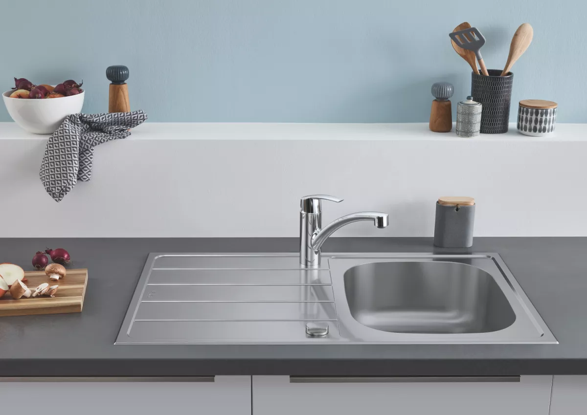 Chiuveta bucatarie Grohe K200, otel, 860 x 500 mm, pe blat, reversibila, crom, 31552SD1 [1]