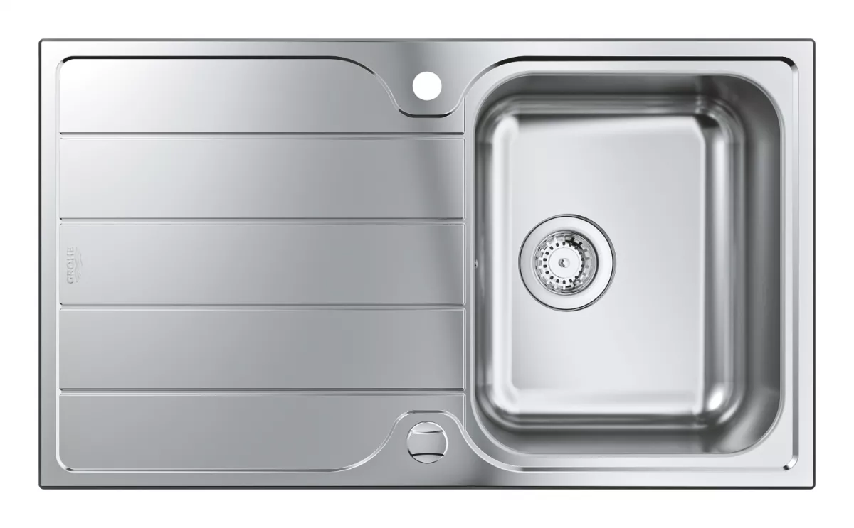 Chiuvete si baterii bucatarie - Chiuveta bucatarie Grohe K500 31571SD1, 860 x 500 mm, picurator, 1 cuva, reversibila, montare pe blat, evacuare, inox