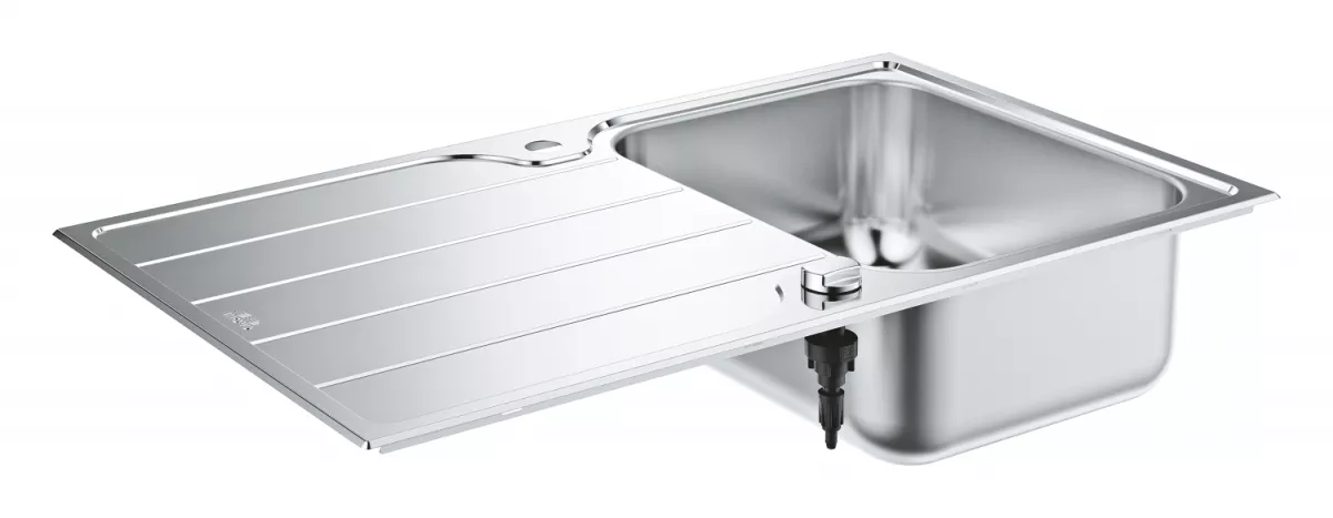 Chiuveta bucatarie Grohe K500 31571SD1, 860 x 500 mm, picurator, 1 cuva, reversibila, montare pe blat, evacuare, inox [1]