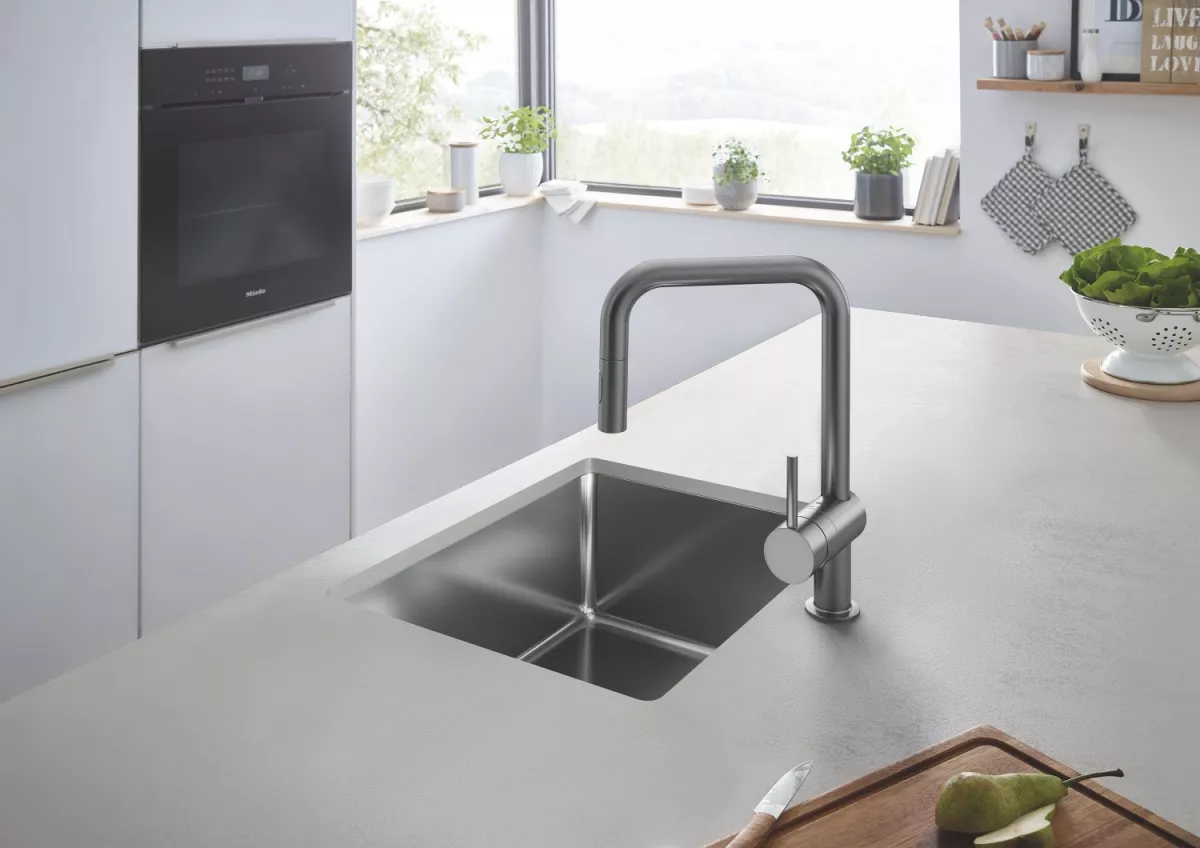 Chiuveta bucatarie Grohe K700U, otel, 540 x 440 mm, in/sub blat, evacuare, mat, grafit, 31574AL1 [1]