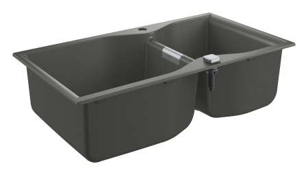 Chiuveta bucatarie Quartz Grohe 31658AT0, K700, 900 x 500 mm, 2 cuve, pe blat, evacuare, antracit [2]