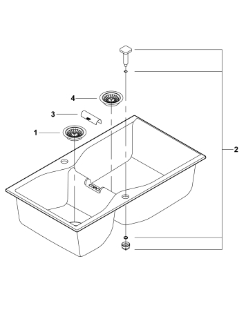 Chiuveta bucatarie Quartz Grohe 31658AT0, K700, 900 x 500 mm, 2 cuve, pe blat, evacuare, antracit [4]