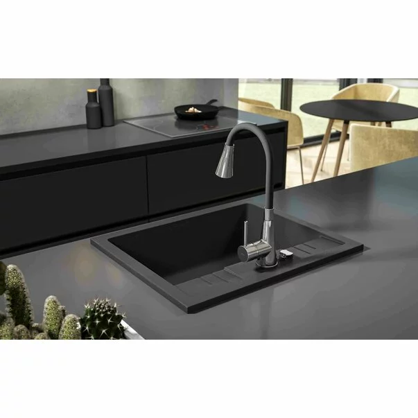 Chiuveta compozit Ferro Mezzo II granit 58x48 cm grafit [3]