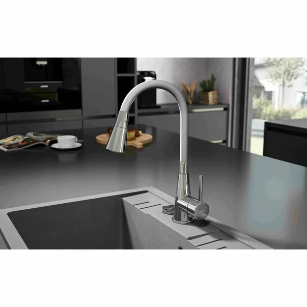 Chiuveta compozit Ferro Mezzo II granit 58x48 cm gri [2]