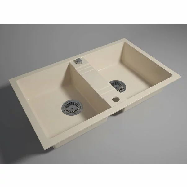 Chiuveta compozit Ferro Mezzo II granit 78x48 cm bej nisip [1]