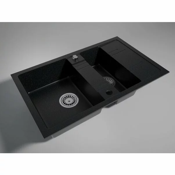 Chiuveta compozit Ferro Mezzo II reversibila 78x48 cm grafit 2 cuve [1]