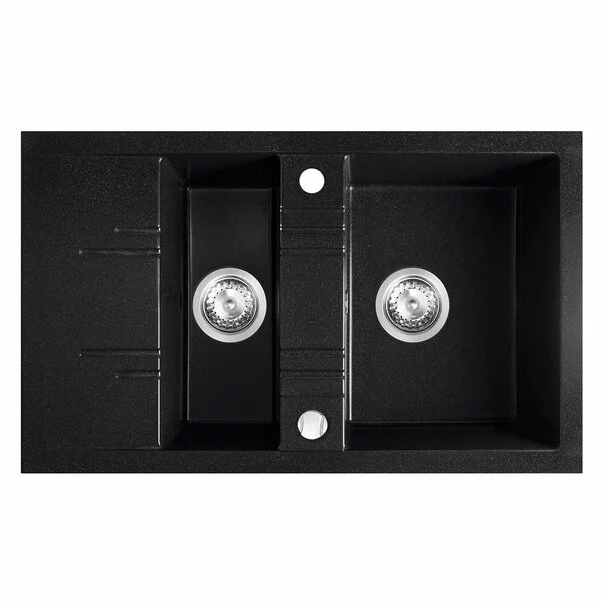 Chiuvete compozit - Chiuveta compozit Ferro Mezzo II reversibila 78x48 cm grafit 2 cuve