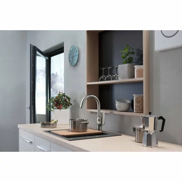 Chiuveta compozit Hansgrohe S51 SilicaTec negru grafit 56x51 cm [4]