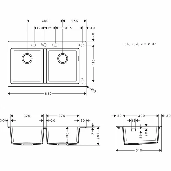 Chiuveta compozit Hansgrohe S51 SilicaTec negru grafit 88x51 cm [3]