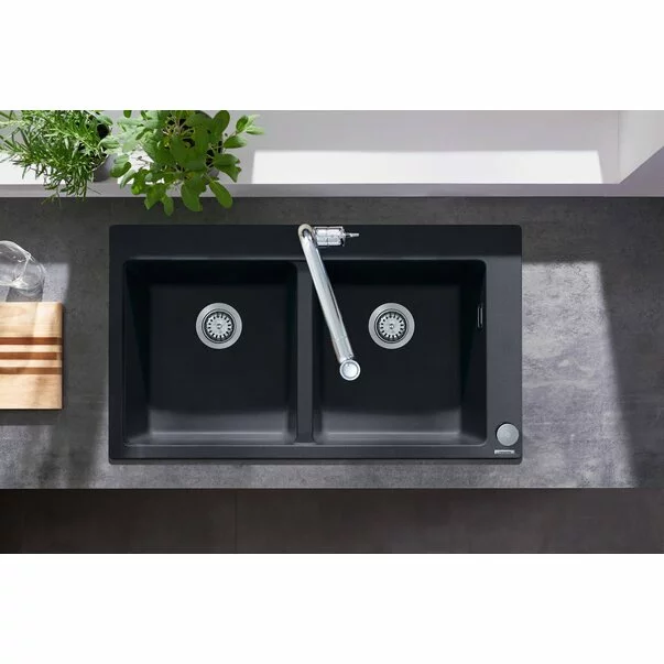 Chiuveta compozit Hansgrohe S51 SilicaTec negru grafit 88x51 cm [4]