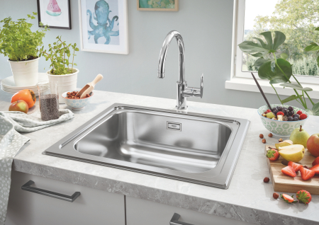 Chiuveta de bucatarie Grohe K200 31719SD0, 533 x 458 mm, o cuva, montare pe blat, sistem de scurgere, inox satinat [5]