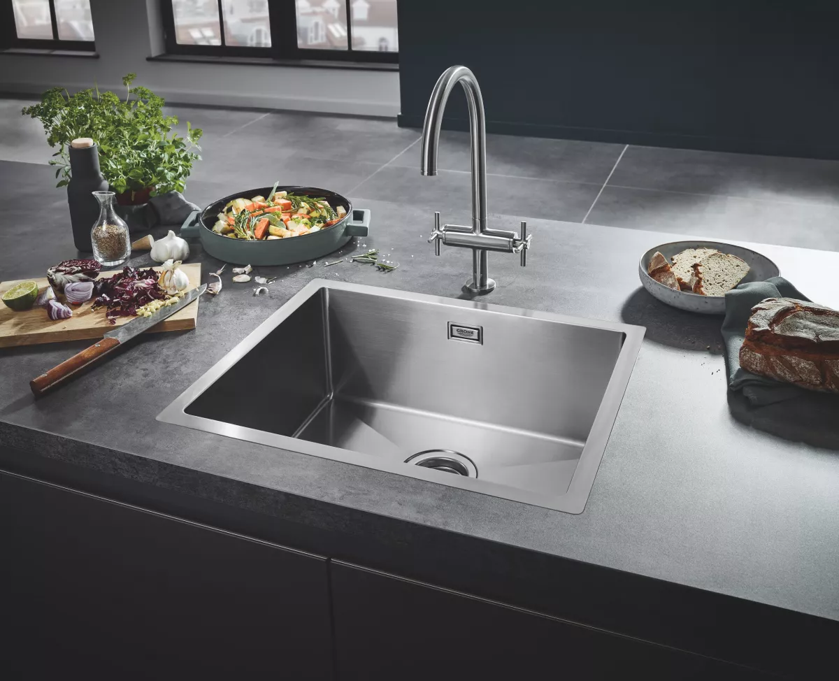 Chiuveta din otel inoxidabil Grohe K700 31726SD0, 550 x 450 mm, 1 cuva, montare sub, pe sau in blat, inox satinat [1]