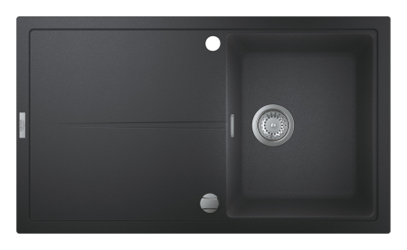 Bucatarie - Chiuveta Quartz composite Grohe 31640AP0, K400, 860 x 500 mm, pe blat, reversibila, ventil, negru