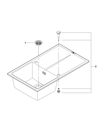 Chiuveta Quartz composite Grohe 31640AP0, K400, 860 x 500 mm, pe blat, reversibila, ventil, negru [4]
