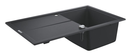 Chiuveta Quartz composite Grohe 31640AP0, K400, 860 x 500 mm, pe blat, reversibila, ventil, negru [2]