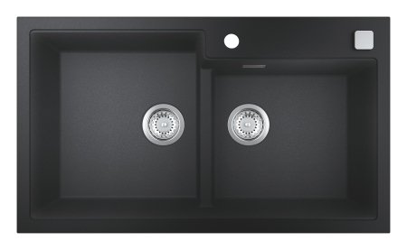 Bucatarie - Chiuveta Quartz composite Grohe 31649AP0, K500, 860 x 500 mm, 2 boluri, montare pe blat, evacuare automata