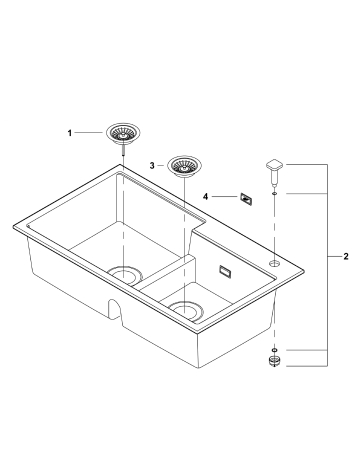 Chiuveta Quartz composite Grohe 31649AP0, K500, 860 x 500 mm, 2 boluri, montare pe blat, evacuare automata [5]