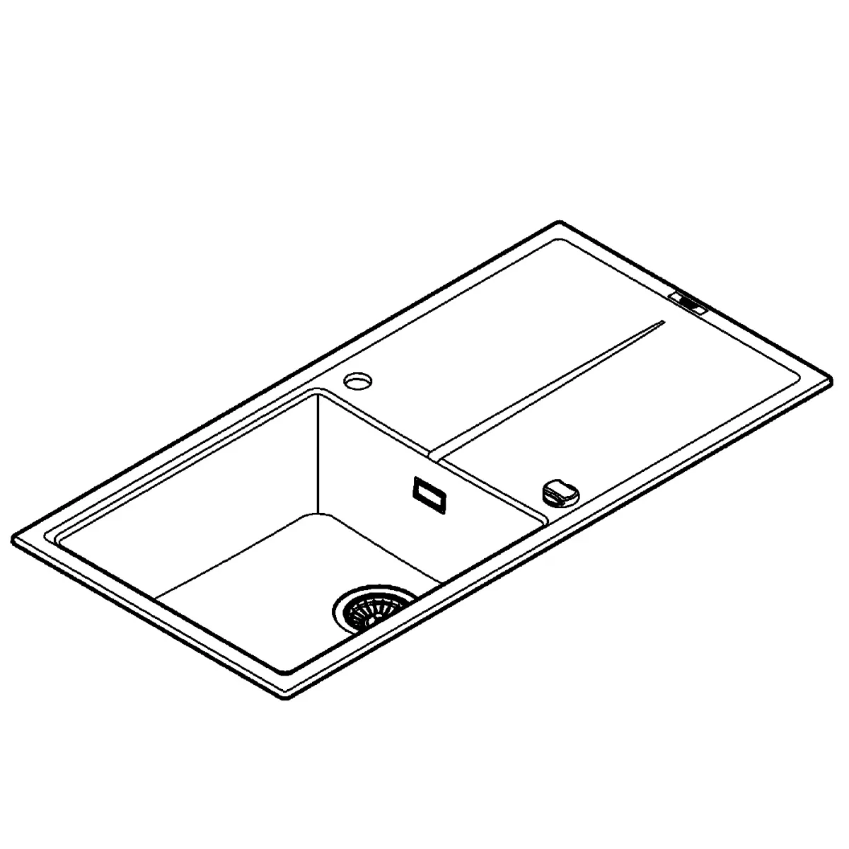 Chiuveta Quartz composite Grohe K400 31641AP0, 1000 x 500 mm, reversibil, montare pe blat, evacuare, negru [4]
