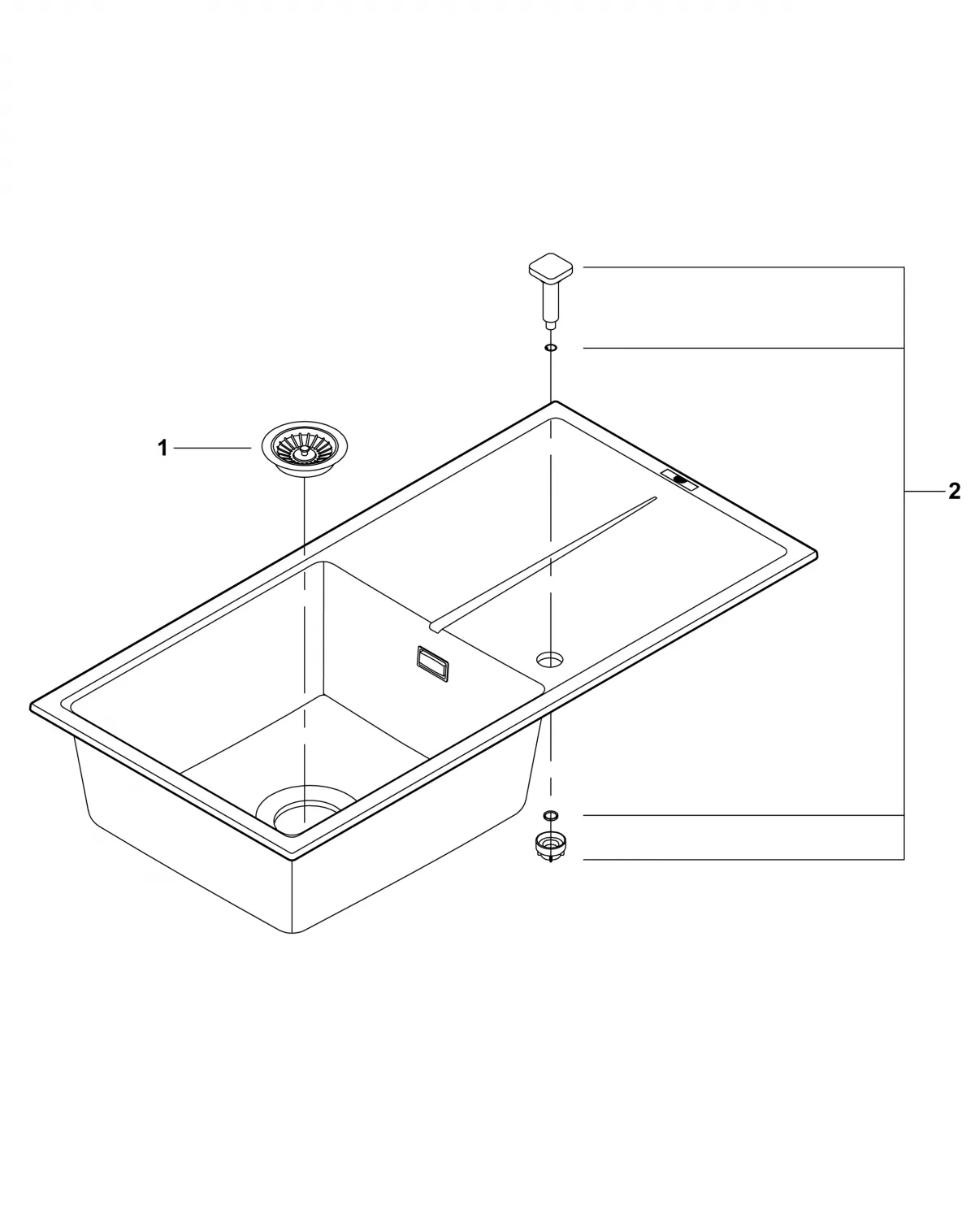 Chiuveta Quartz composite Grohe K400 31641AP0, 1000 x 500 mm, reversibil, montare pe blat, evacuare, negru [5]